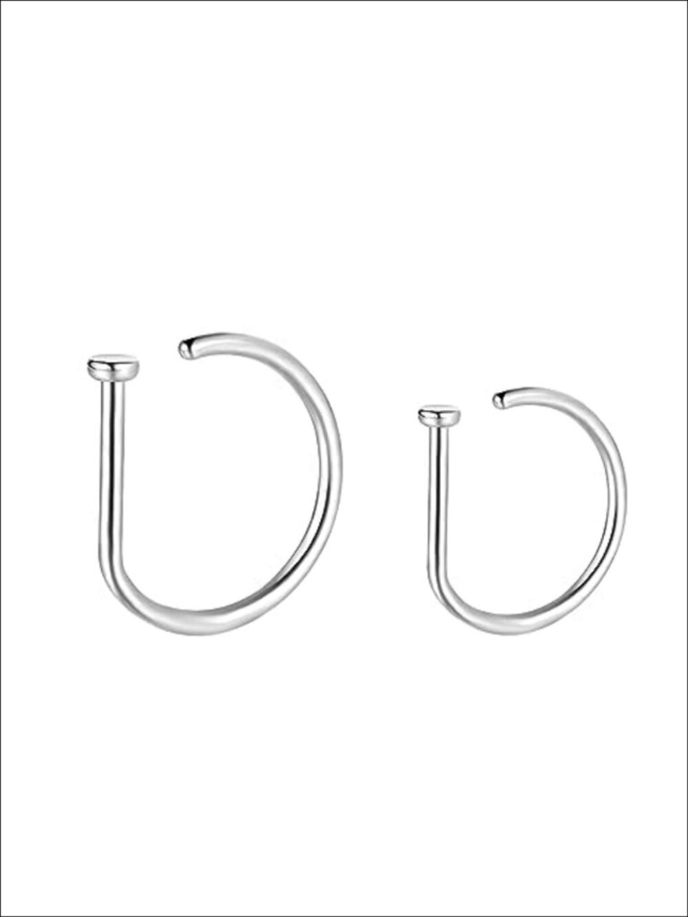 G23 Titanium 20G Nose Ring Hoop L Shaped Screw Stud Cubic Zirconia Piercing